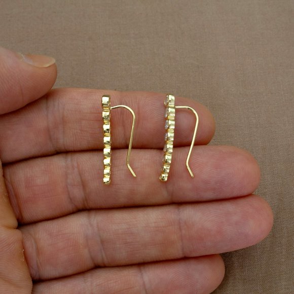 NEW Gold Crawler Earrings, Ear Climber, Minimalist Cuff Earrings, Gift For Women - Picture 8 of 9